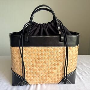 Ann Taylor Woven Tote Hand Bag with Basket-Weave/Raffia Style